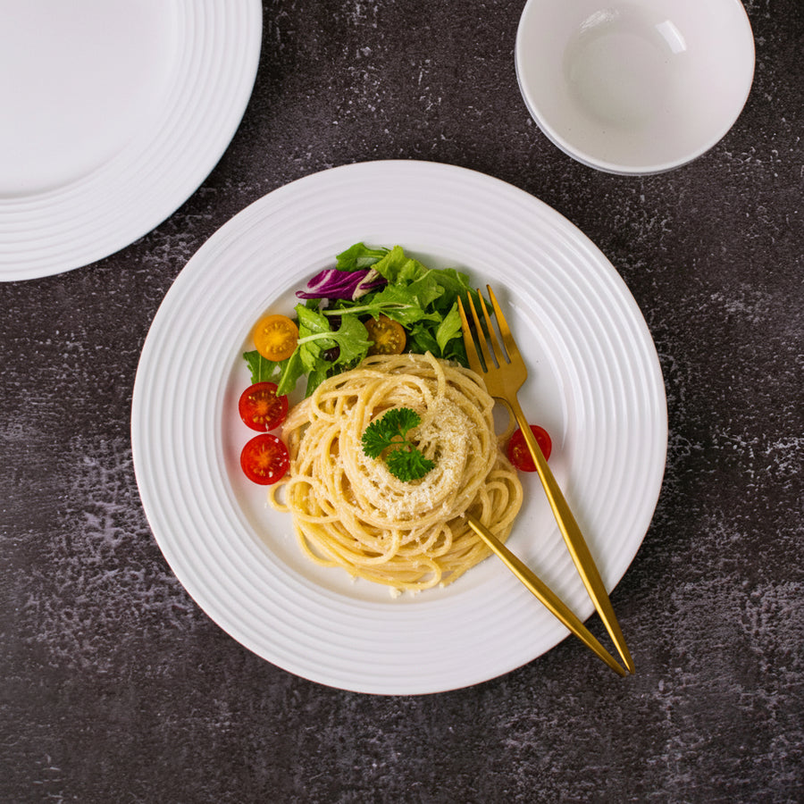 Coral Tree Ceramic Dinner Plate | Ribbed Texture Serving Plate | 26.8 cm Large Plate
