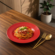 Coral Tree Red Ceramic Dinner Plate | Ribbed Texture Serving Plate | 26.8 cm