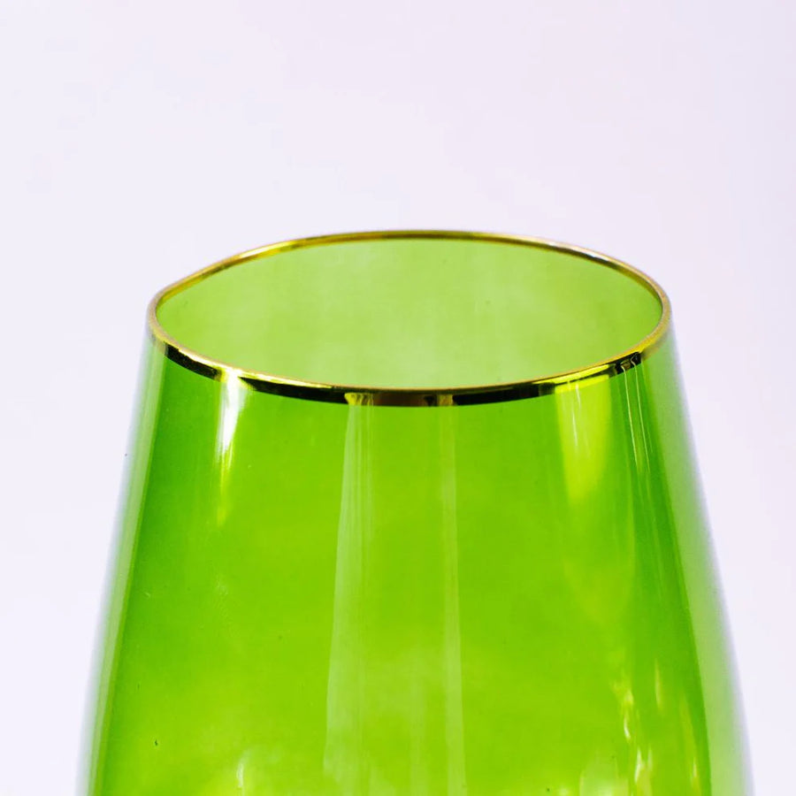Coral Tree Green Twisted Stem Wine Glass Set of 2 | Designer Goblet | 550 ml