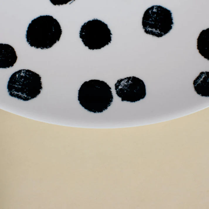 Coral Tree Ceramic Serving Plate | Black Polka Dot Design | 27 cm Large Dinner Plate