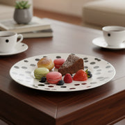 Coral Tree Ceramic Serving Plate | Black Polka Dot Design | 27 cm Large Dinner Plate