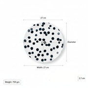 Coral Tree Ceramic Serving Plate | Black Polka Dot Design | 27 cm Large Dinner Plate