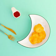Coral Tree Ceramic Crescent Moon Serving Plate | Unique Designer Snack Dish | 23 cm