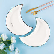 Coral Tree Ceramic Crescent Moon Serving Plate | Unique Designer Snack Dish | 23 cm