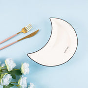 Coral Tree Ceramic Crescent Moon Serving Plate | Unique Designer Snack Dish | 23 cm