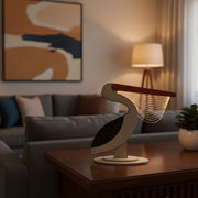Coral Tree LED Pelican Table Lamp | USB Powered Decorative Light | Wooden Base