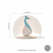 Coral Tree LED Peacock Table Lamp | USB Powered Decorative Light | Wooden Base