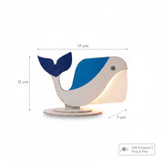 Coral Tree LED Whale Table Lamp | USB Powered Decorative Light | Wooden Base