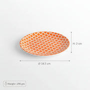 Coral Tree Ceramic Dessert Plate | Orange Pattern Serving Plate | 18.5 cm | Set Options Available