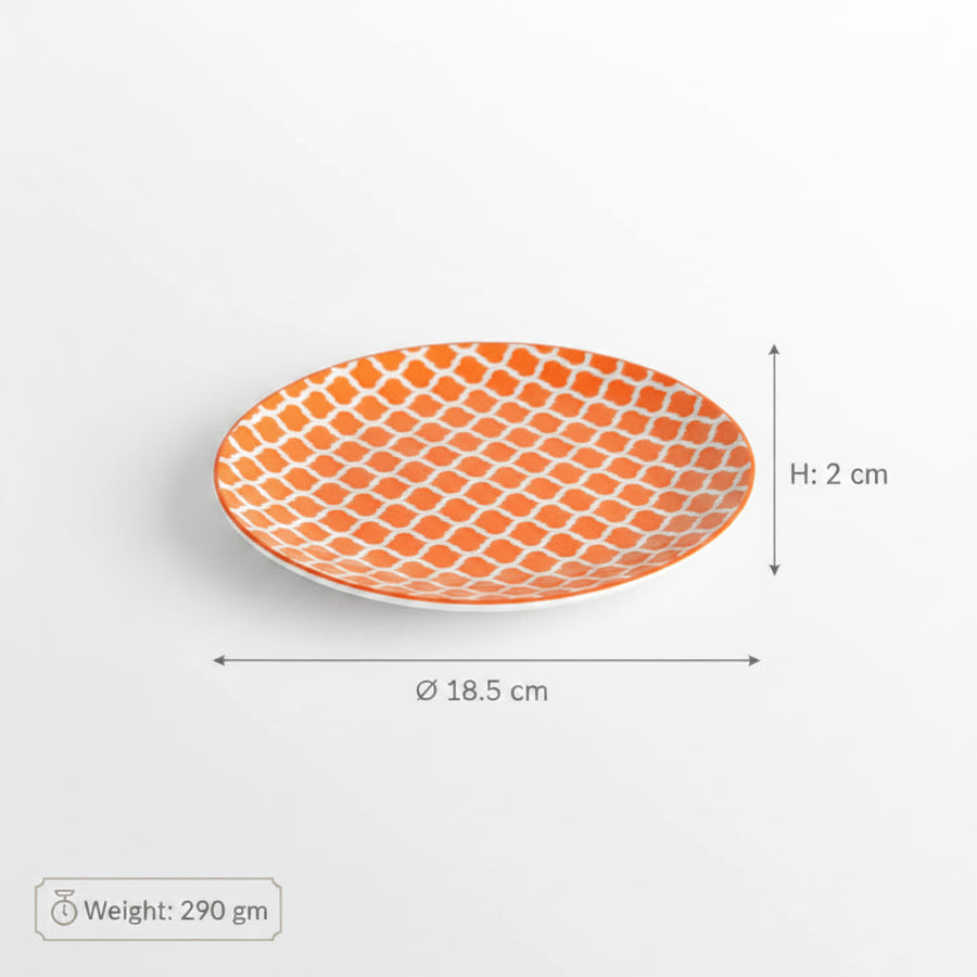 Coral Tree Ceramic Dessert Plate | Orange Pattern Serving Plate | 18.5 cm | Set Options Available