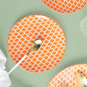 Coral Tree Ceramic Dessert Plate | Orange Pattern Serving Plate | 18.5 cm | Set Options Available