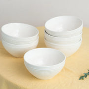 Coral Tree Ceramic Bowl Set of 4 | Ribbed Texture Soup & Snack Bowls | 12 cm