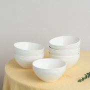 Coral Tree Ceramic Bowl Set of 4 | Ribbed Texture Soup & Snack Bowls | 12 cm