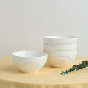 Coral Tree Ceramic Bowl Set of 4 | Ribbed Texture Soup & Snack Bowls | 12 cm