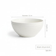 Coral Tree Ceramic Bowl Set of 4 | Ribbed Texture Soup & Snack Bowls | 12 cm