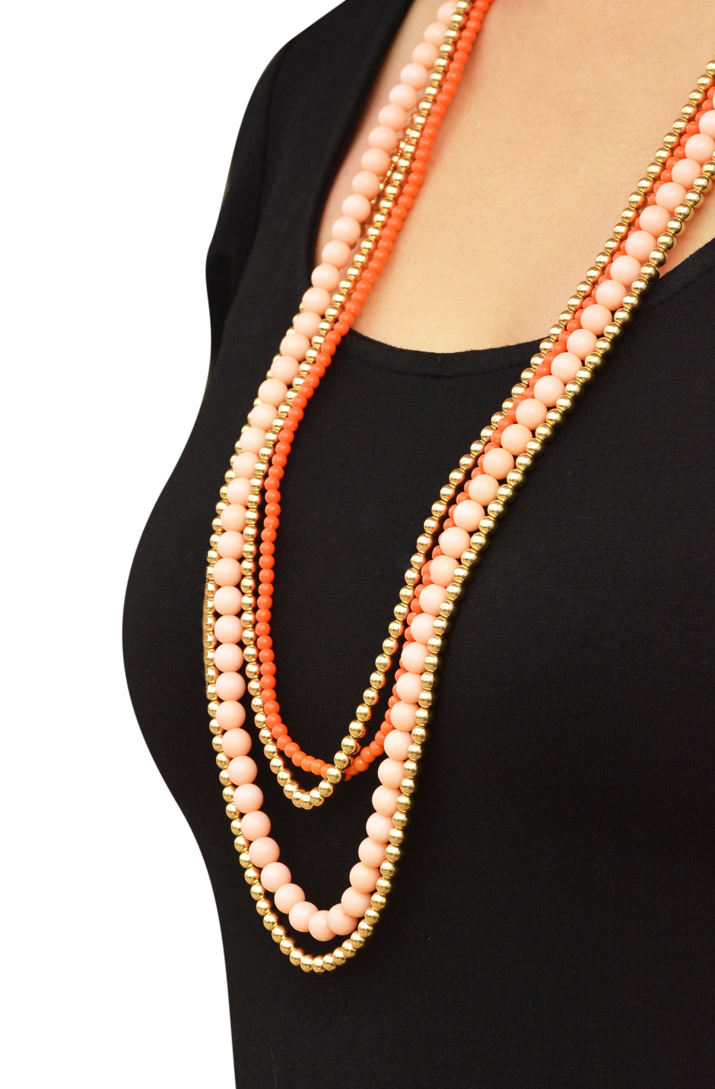 Multi Layered orange peach chain