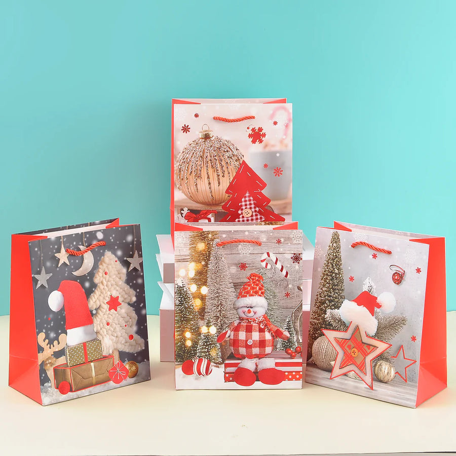 set of 4 Merry Christmas Stylish Paper Bag For Gifting