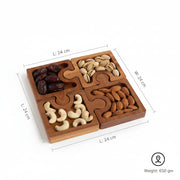 Coral Tree Wooden Puzzle Dry Fruit Serving Tray Set | 4 Section Interlocking Snack Platter | Decorative Table Organizer