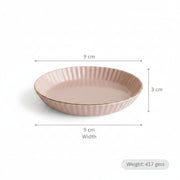 Coral Tree Ceramic Dessert Plate with Gold Rim | Ribbed Serving Plate for Cake, Snacks & Starters | 9x9x3 cm