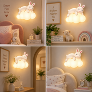 Coral Tree Rabbit on Cloud LED Wall Light for Kids Room | Cute Bunny Decorative Wall Lamp with 3 Colour Changing Light – Warm White, Off White & White | 24W LED Light for Bedroom, Nursery & Playroom