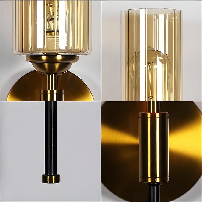 SALUTO ANTIQUE BRASS WALL LIGHT WITH GLASS GOLDEN