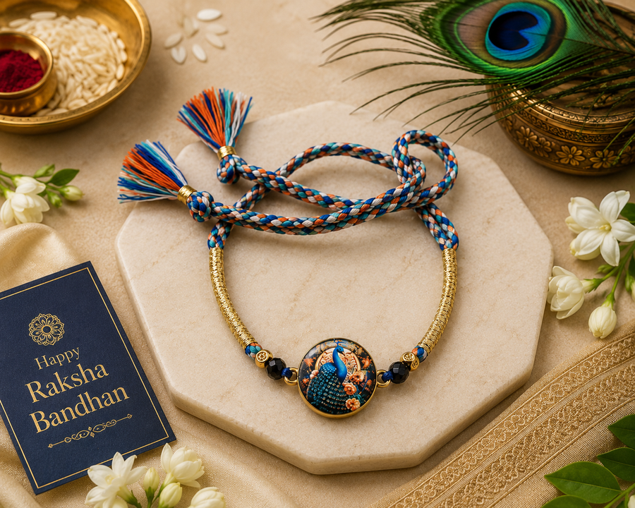 Luxury Peacock Motif Rakhi