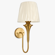 Golden Wall Mounted Lamp with Fabric Shade – Classic Brass Finish