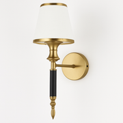 Luxury Brass & White Wall Sconce Light with Fabric Shade – Elegant Decorative Wall Lamp for Living Room, Bedroom & Hallway