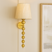 Premium Brass Wall Sconce Light with Beige Fabric Shade