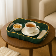 Coral Tree Transparent Acrylic Tray with Golden Rim & Handles