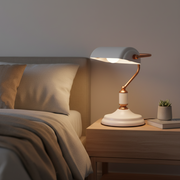 Modern Banker Style Table Lamp with Copper Arm | Premium Desk & Bedside Lamp | Black & White Color Options