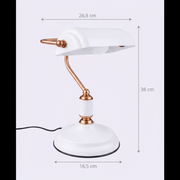 Modern Banker Style Table Lamp with Copper Arm | Premium Desk & Bedside Lamp | Black & White Color Options