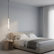 Modern Frilly LED Pendant Light | Off-White Warm Glow | Adjustable Hanging Light with Black Wire & Golden Ceiling Plate | 10W LED