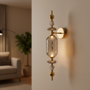 Smoked Glass & Brass Finish Decorative LED Wall Light