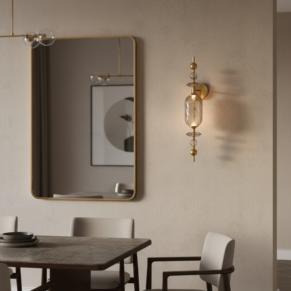 Smoked Glass & Brass Finish Decorative LED Wall Light