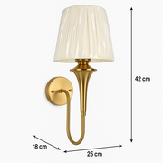 Golden Wall Mounted Lamp with Fabric Shade – Classic Brass Finish