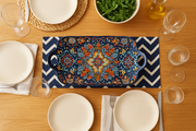 Handcrafted Blue Floral Ceramic Serving Tray – 30 x 17 x 5 cm