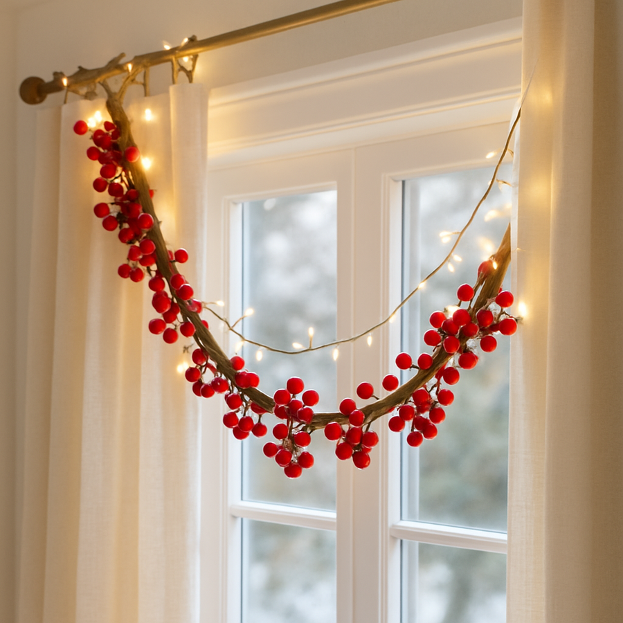 Red Berry Christmas Garland | Flexible Festive Hanging Décor 210cm