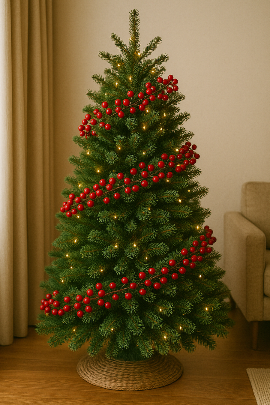 Red Berry Christmas Garland | Flexible Festive Hanging Décor 210cm