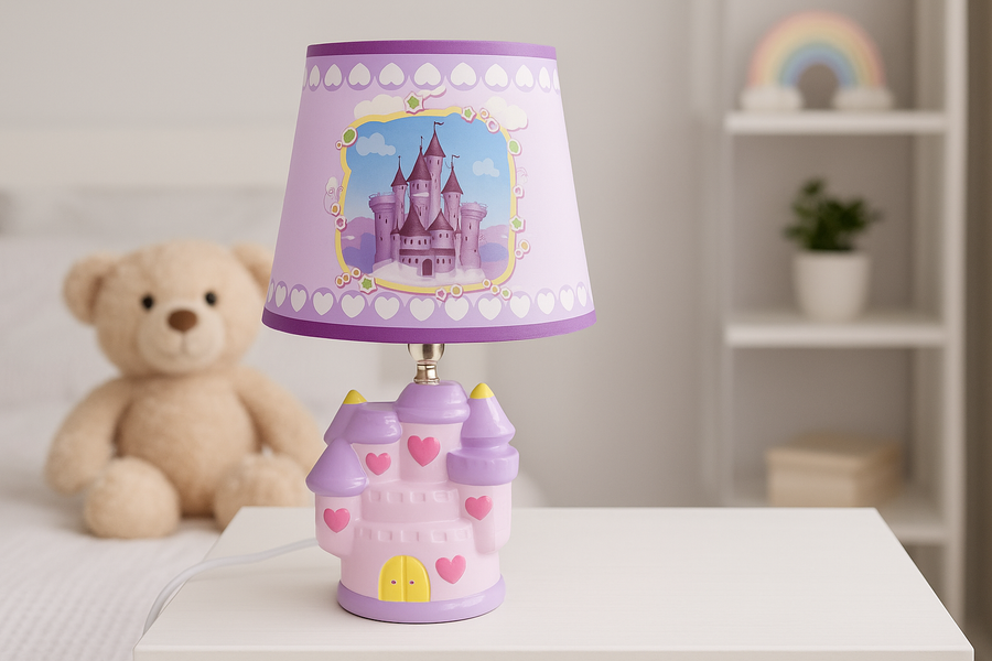 Kids Castle Table Lamp – Cute Night Lamp for Boys Girls (Available in Pink Blue)