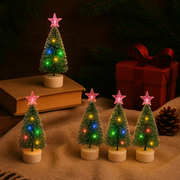 Coral Tree Set of 5 LED Fiber Optic Mini Christmas Trees – Color-Changing, Battery Operated 🎄