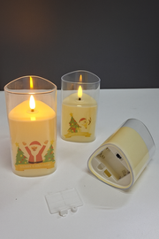 Coral Tree LED Flameless Christmas Candle Set – Santa & Snowman Print