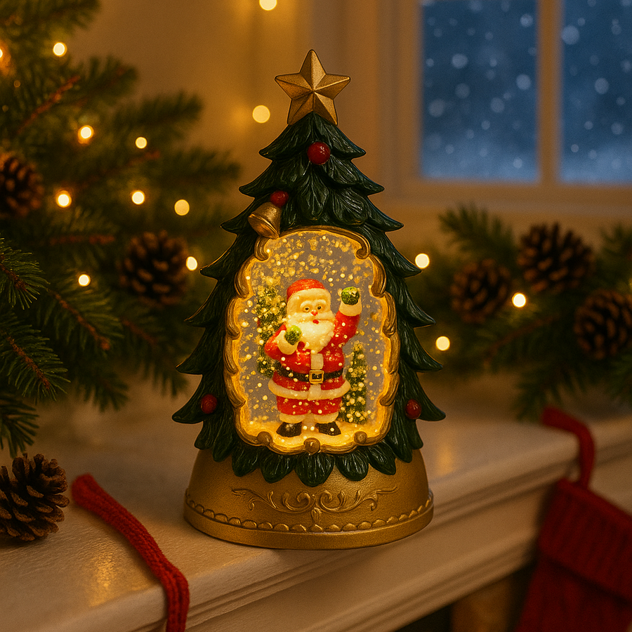 Coral Tree LED Santa Christmas Tree Lantern – 14.5 cm Festive Table Décor Light