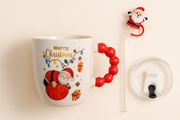 🎅 Festive “Merry Christmas” Santa Mug with Straw & Lid Set