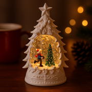 Coral Tree Ceramic LED Snow Tree Light with Glitter & Warm Glow – Christmas Décor Lamp