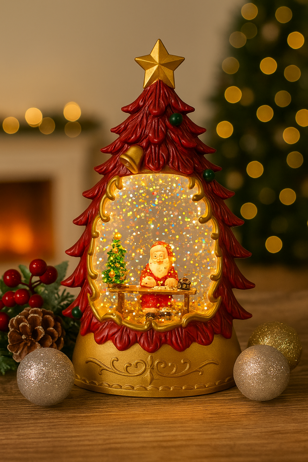 Coral Tree LED Christmas Snow Tree Light with Glitter Effect