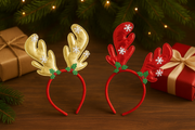 Christmas Reindeer Antler Headband – Gold & Red (Set of 2)