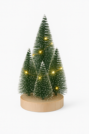 Mini Snow-Dusted Christmas Tree Decoration with Warm Fairy Lights