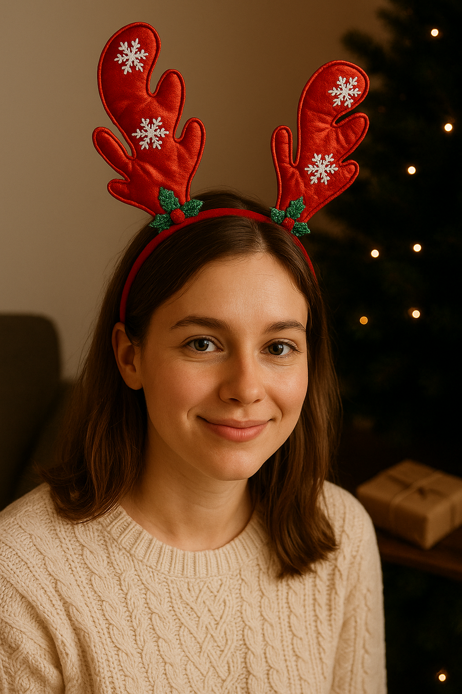 Christmas Reindeer Antler Headband – Gold & Red (Set of 2)
