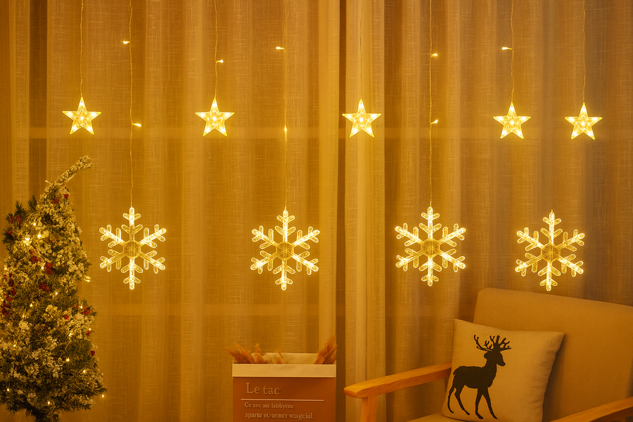 Snowflake LED Curtain Lights